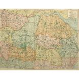 A linen backed hunt map, by A H Swiss, Devonport, No.15,, showing the meets of nine packs of