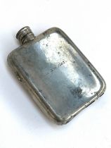 A silver plated WW2 hip flask, engraved May 31st 1943 with the initials H.J.C, 9cmW