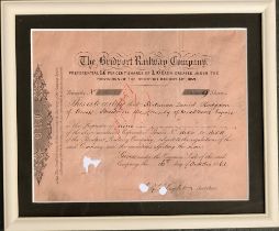 Local Interest: A Victorian Bridport Railway company certificate of nine preferential shares,