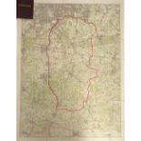A linen backed hunt map of the Old Surrey & Burstow hunt country, mounted by Stanfords, Long Acre