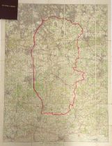 A linen backed hunt map of the Old Surrey & Burstow hunt country, mounted by Stanfords, Long Acre