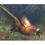 An oil on board still life of pheasant, signed O Guerin ?, 50x61cm