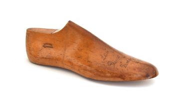 An extraordinarily large wooden shoe last, made for the boxing shoes of Primo Carnera, World