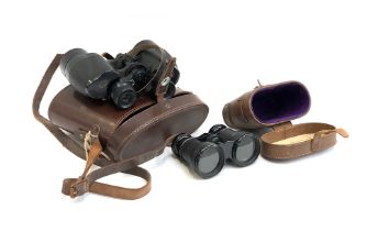 A pair of Solaross 9x35 binoculars in hard case, together with a further small pair of binoculars in