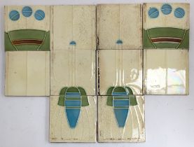 A set of 10 Art Deco tiles, each 15x15