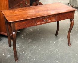 A French desk or side table with single drawer, retailed by Harvey Nichols, 122x58x77cmH