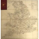 A linen backed hunt map, 'The Field Hunting Map' of England and Wales, c.1880, with marbled ends and