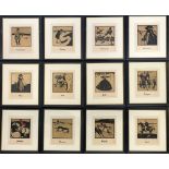 Sir William Nicholson (1872-1949), 'A sporting calendar', the full set of twelve colour woodblock