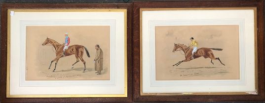 William Verner Longe (1857-1924), a pair of watercolours of jockeys up, 'M Cannon on Orme' and '