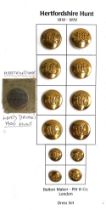 A collection of hunt buttons: Hertfordshire Hunt, made by Pitt & Co, London