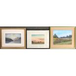 A pastel landscape, signed Burgh Sidley 1994, 22x29; together with two others (3)