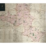 A linen backed hunt map, 'Jackson's Map of the York & Ainsty Hunt', 96x83