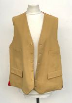 A Smith & Smith Bridport pure new wool mustard waistcoat, with red wool lining