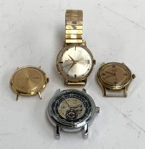 A mixed lot of gents watchfaces and watches comprising a 17 jewels Services watch with adjustable