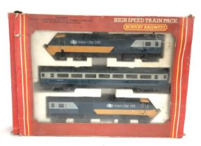 A Hornby OO gauge High Speed Train pack comprising power car, dummy car and Mk III coach, R332,