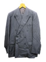 A grey wool double breasted suit, tailored by Asper's London, trousers with single pleat and tapered