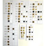 A large collection of USA hunt buttons, mounted across six cards
