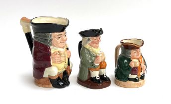 Three Royal Doulton Toby jugs, Jolly Toby 15cmH; Happy John and Honest Measure (3)