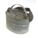 A galvanised live bait tin, with liner