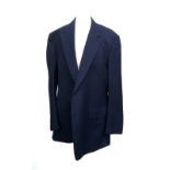 A navy single breasted three piece suit, tailored by Anthony J Hewitt Savile Row c.1995, 32"