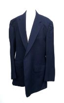 A navy single breasted three piece suit, tailored by Anthony J Hewitt Savile Row c.1995, 32"