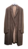 A Denman & Goddard gent's single breasted brown tweed overcoat c.1963, approx. 46" chest