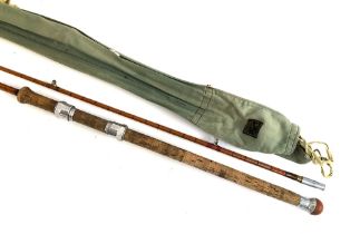 A Hardy No.2 Corbett steel centre Palakona 9' two piece spinning rod, no. E81384