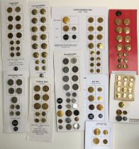 A collection of hunt buttons: South Oxfordshire Hunt; West Kent Hunt; East Kent; Cowdray Hunt;