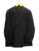 A double breasted charcoal pinstripe wool suit, tailored by Asper's of London, the trousers with a
