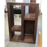 A heavy mango wood storage unit of four sections, 94x35x139cmH