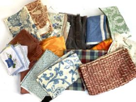 A huge quantity of vintage fabric swatches to include House & Home Fabrics & Draperies Inc. denim