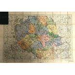 A linen backed hunt map of Hertfordshire, by George Philip & Son Ltd, 32 Fleet Street, 74x106cm;