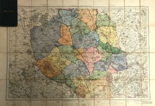 A linen backed hunt map of Hertfordshire, by George Philip & Son Ltd, 32 Fleet Street, 74x106cm;