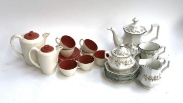 A Poole pottery coffee service; together with a Johnson Brothers tea set