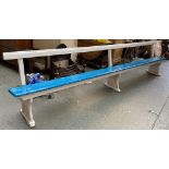 Railway interest: a vintage painted pine 12ft long bench from a railway station, 366cm long