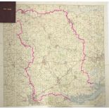 A linen backed hunt map of the East Essex hunt country, mounted by Stanfords, Long Acre London, with
