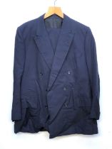 A J. G. Chappell double breasted navy stripe suit, the trousers with single pleat, side