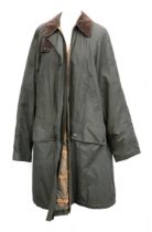 A Burberry's for Harrods quilted raincoat with corduroy collar, check lining