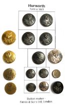 A collection of hunt buttons: Hurworth Hunt, made by Firmin, London