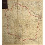 A linen backed hunt map of the Atherstone hunt country, mounted by Stanfords, Long Acre London, with