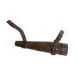 A leather hunting flask holder, flask absent, 27cm long