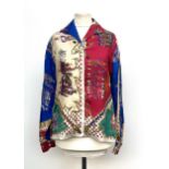 A 1950s Emilio Pucci silk shirt, pattern with figures, 'Conte Neri Capponi'