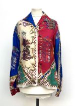 A 1950s Emilio Pucci silk shirt, pattern with figures, 'Conte Neri Capponi'