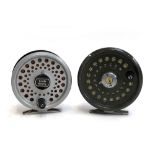 Orvis Madison trout fly reel, 3 1/2", together with a Leeda Rimfly trout fly reel, 3 1/4" loaded