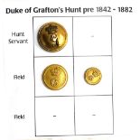 Three hunt buttons of the Duke of Grafton's Hunt pre 1842-1882