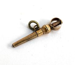 A Victorian yellow metal ratchet pocket watch key, 2.8cmL