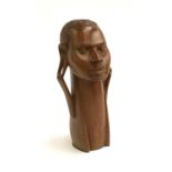 A carved African hardwood bust, 32cm high