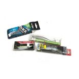 Four bass lures: Yo-Zuri Crystal 3D Minnor; Komomo II; Black Minnow soft plastic; Tormentor 12g (4)