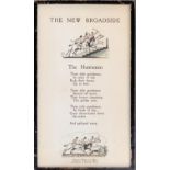 A framed poem by Walter de la Mare, 'The New Broadside', illustrated by Ethelbert White, 31x17.5cm