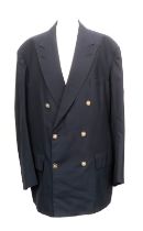 An Anderson & Sheppard navy light wool double breasted blazer c.1996, with brass buttons, approx.